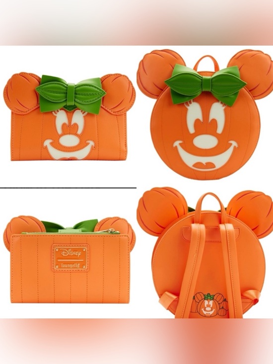 Loungefly Handbags - NWOT Loungefly Minnie Pumpkin Backpack+wallet SET